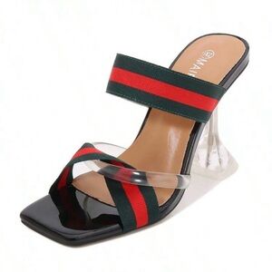 Stylish Black and Green Women's Heels 10